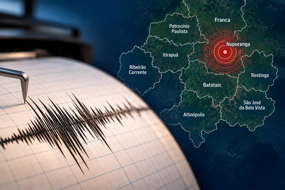 Tremor de terra na região de Batatais tem epicentro apontado em Nuporanga; registros indicam magnitude de até 3,4